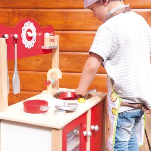 6 piece wooden play kitchen.