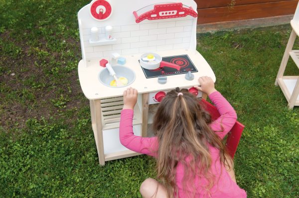 8 piece Red wooden play kitchen. - Image 4