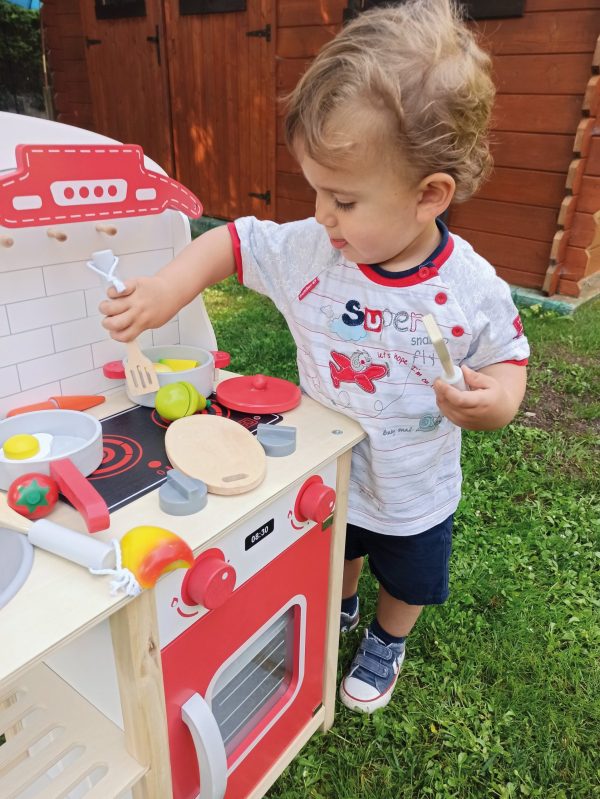 8 piece Red wooden play kitchen. - Image 8