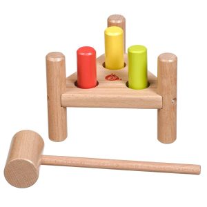 Hammer and peg knocker triangle wooden toy