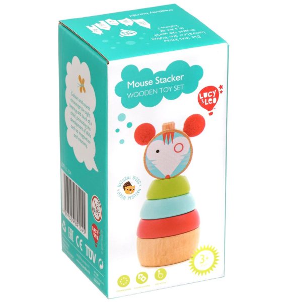 Wooden stacking toy - Colourful mouse - Image 2