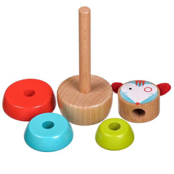 Wooden stacking toy - Colourful mouse - Image 3