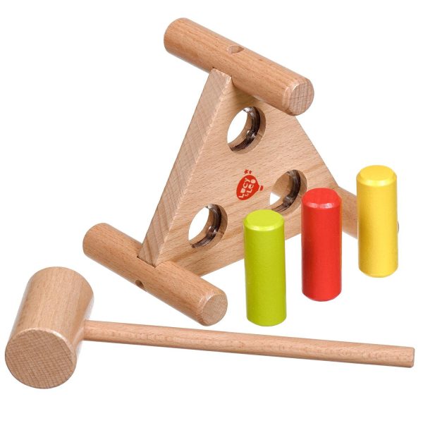 Hammer and peg knocker triangle wooden toy - Image 3