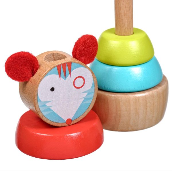Wooden stacking toy - Colourful mouse - Image 4