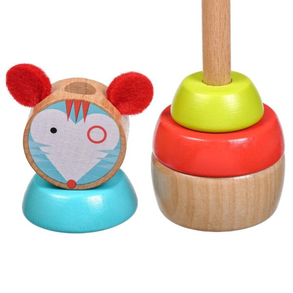 Wooden stacking toy - Colourful mouse - Image 5