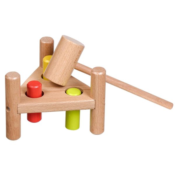 Hammer and peg knocker triangle wooden toy - Image 7